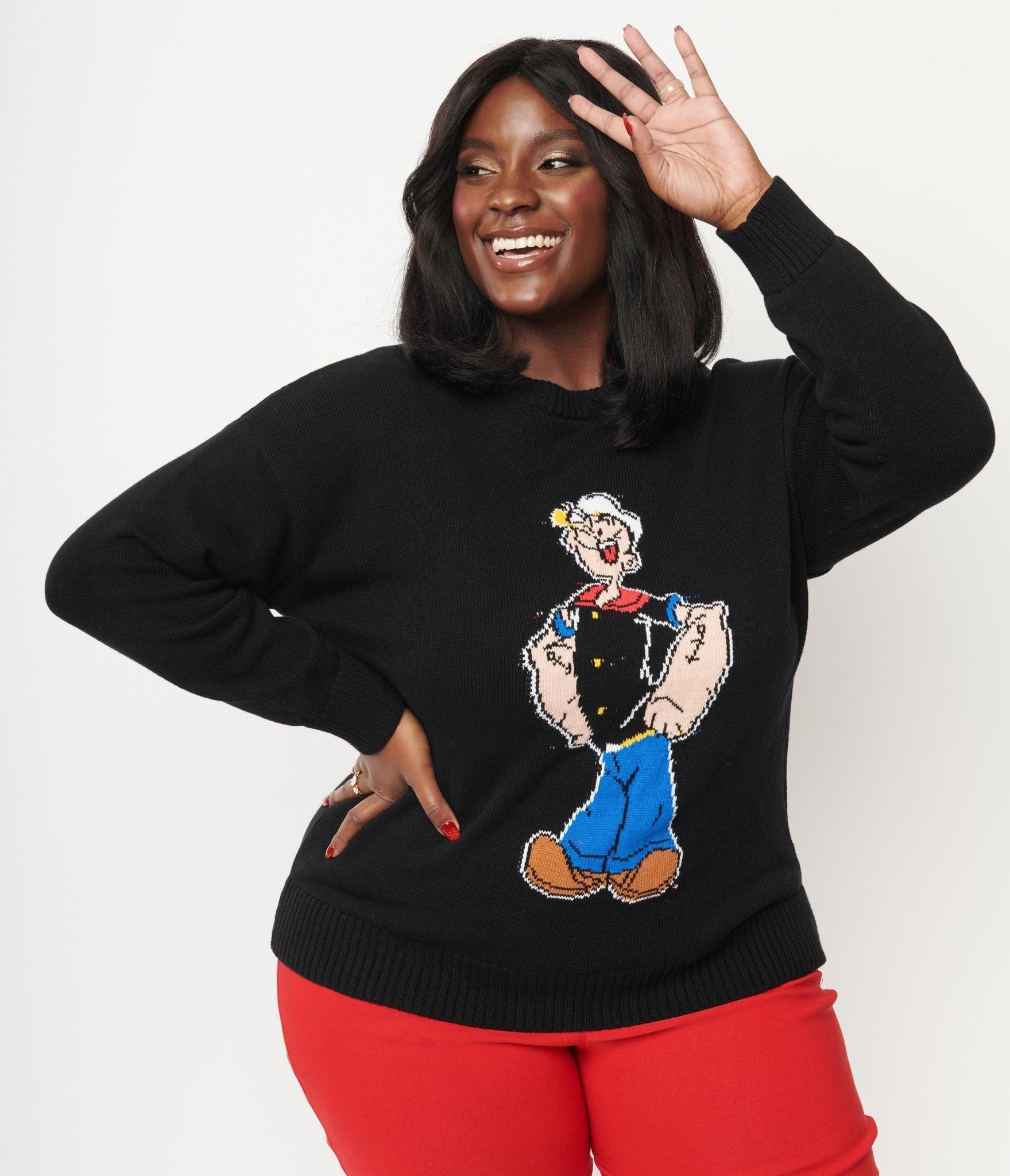 

Popeye X Unique Vintage Plus Size Popeye The Sailor Man Sweater