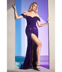 Glittering Sequined Off the Shoulder Sweetheart Velvet Bridesmaid Dress/Prom Dress