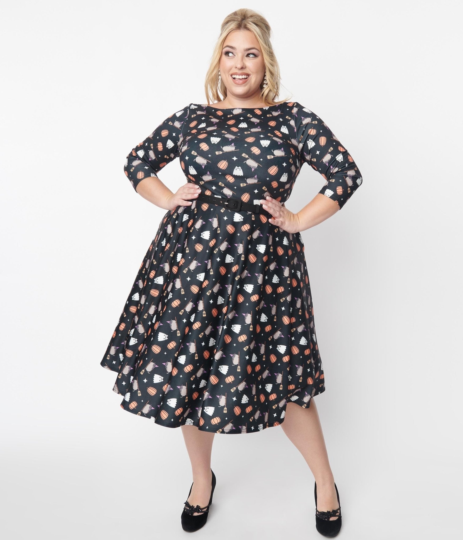 

Pusheen X Unique Vintage Black Halloween Pusheen Devon Swing Dress