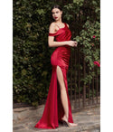 Satin Sheath Slit Cutout Back Zipper Asymmetric Sheath Dress/Bridesmaid Dress