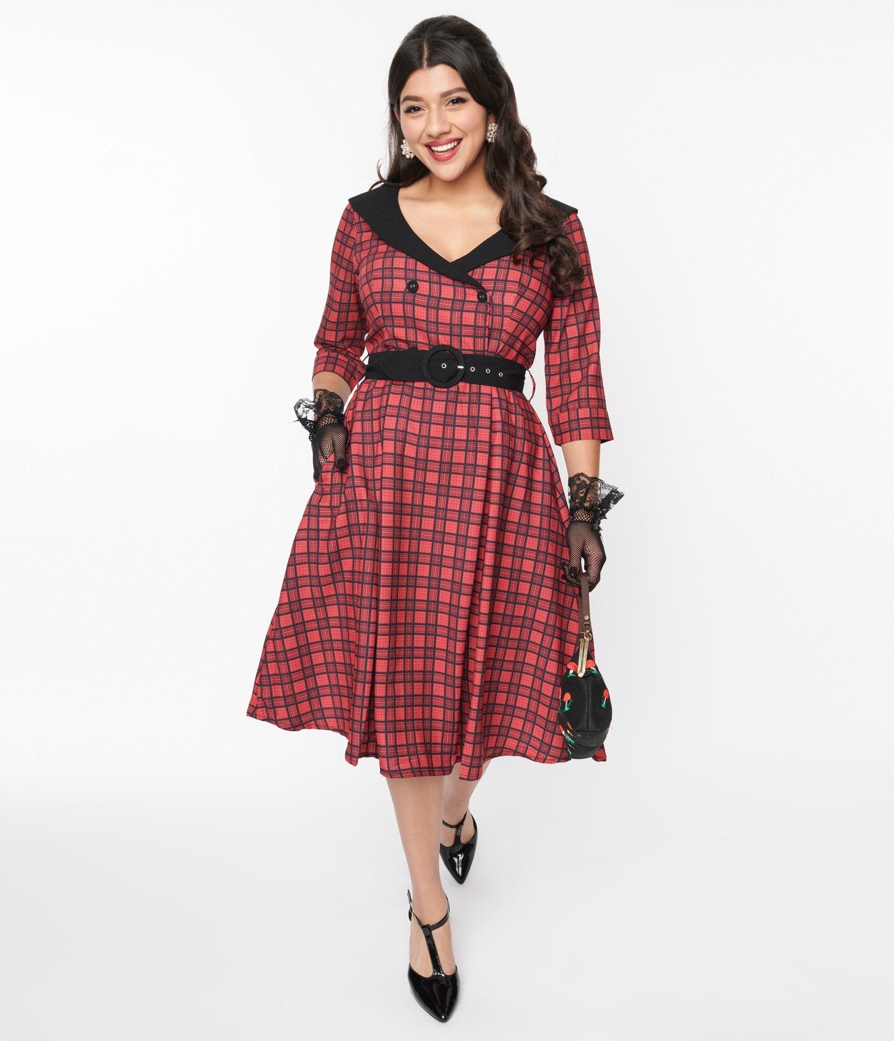 Red Tartan Plaid Swing Dress – Unique Vintage