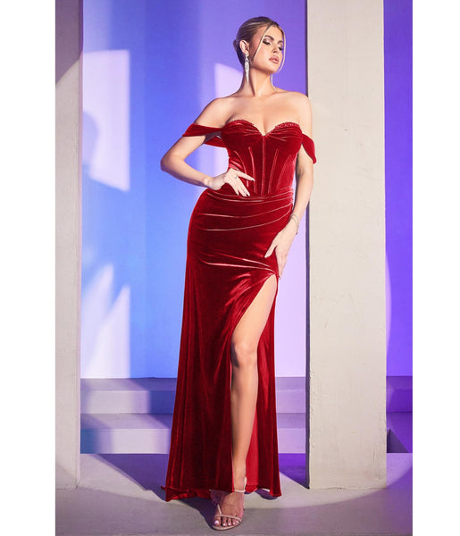 Sheath Corset Waistline Slit Velvet Sheath Dress/Bridesmaid Dress/Prom Dress