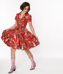 & Cowgirl Print Swing Shirt Dress