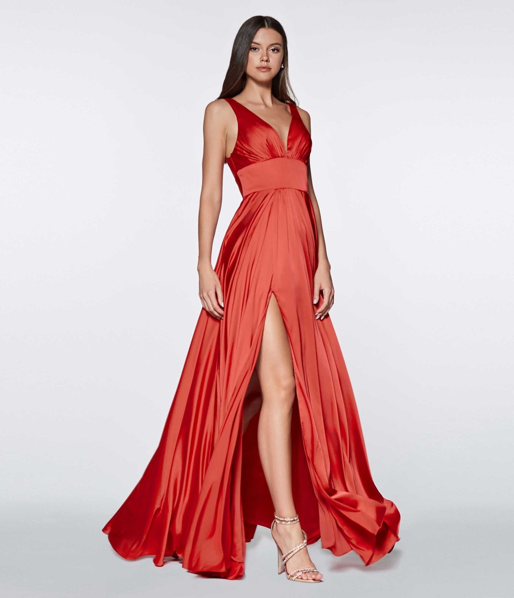 

Cinderella Divine Red Glamour Satin A-Line Bridesmaid Dress