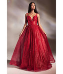 A-line Lace-Up Glittering Illusion Sweetheart Floor Length Sleeveless Spaghetti Strap Ball Gown Dress with a Brush/Sweep Train