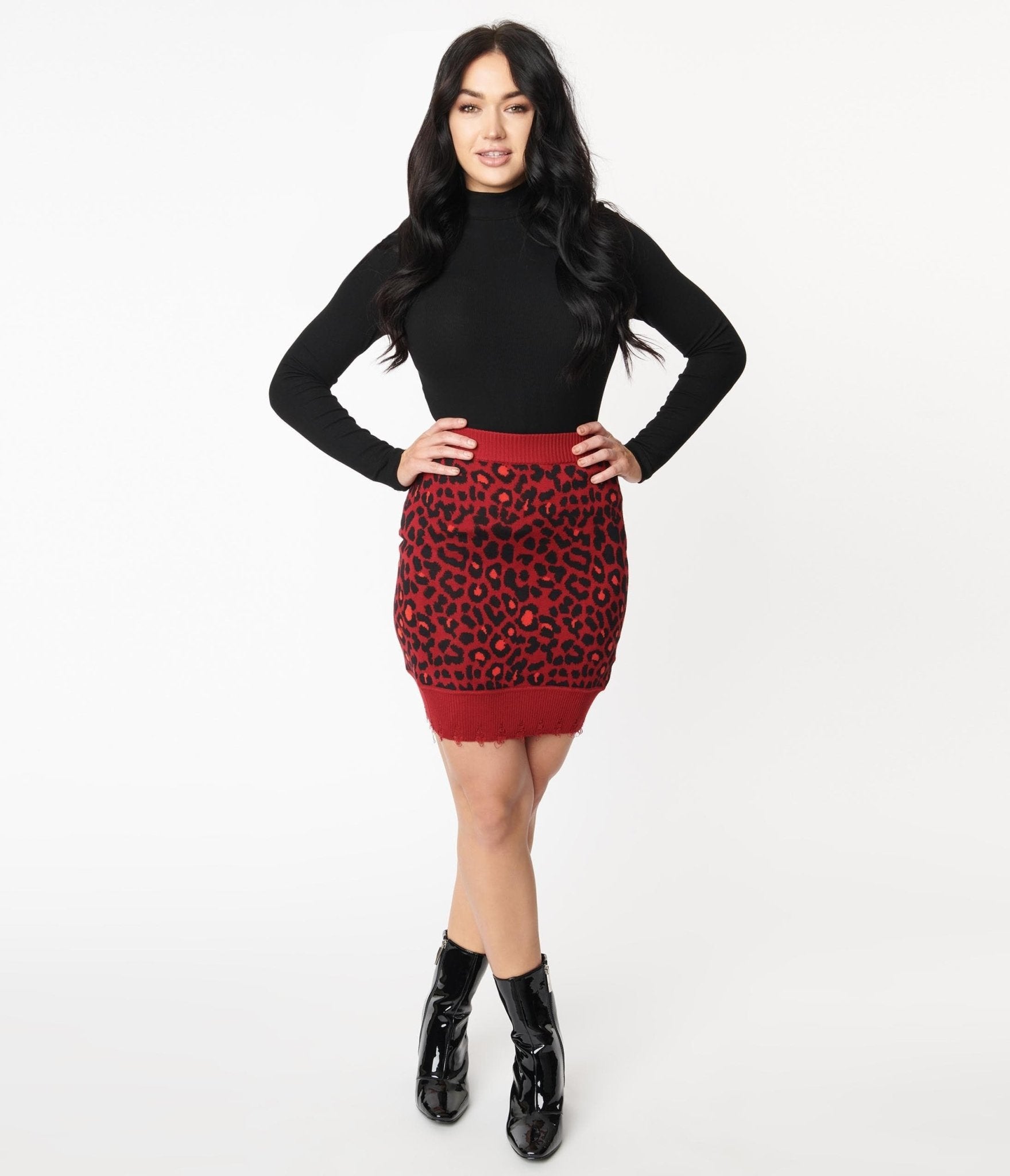 

Red Leopard Print Mini Skirt