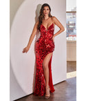 V-neck Sleeveless Spaghetti Strap Plunging Neck Sheath Sequined Fitted Sheath Dress/Evening Dress