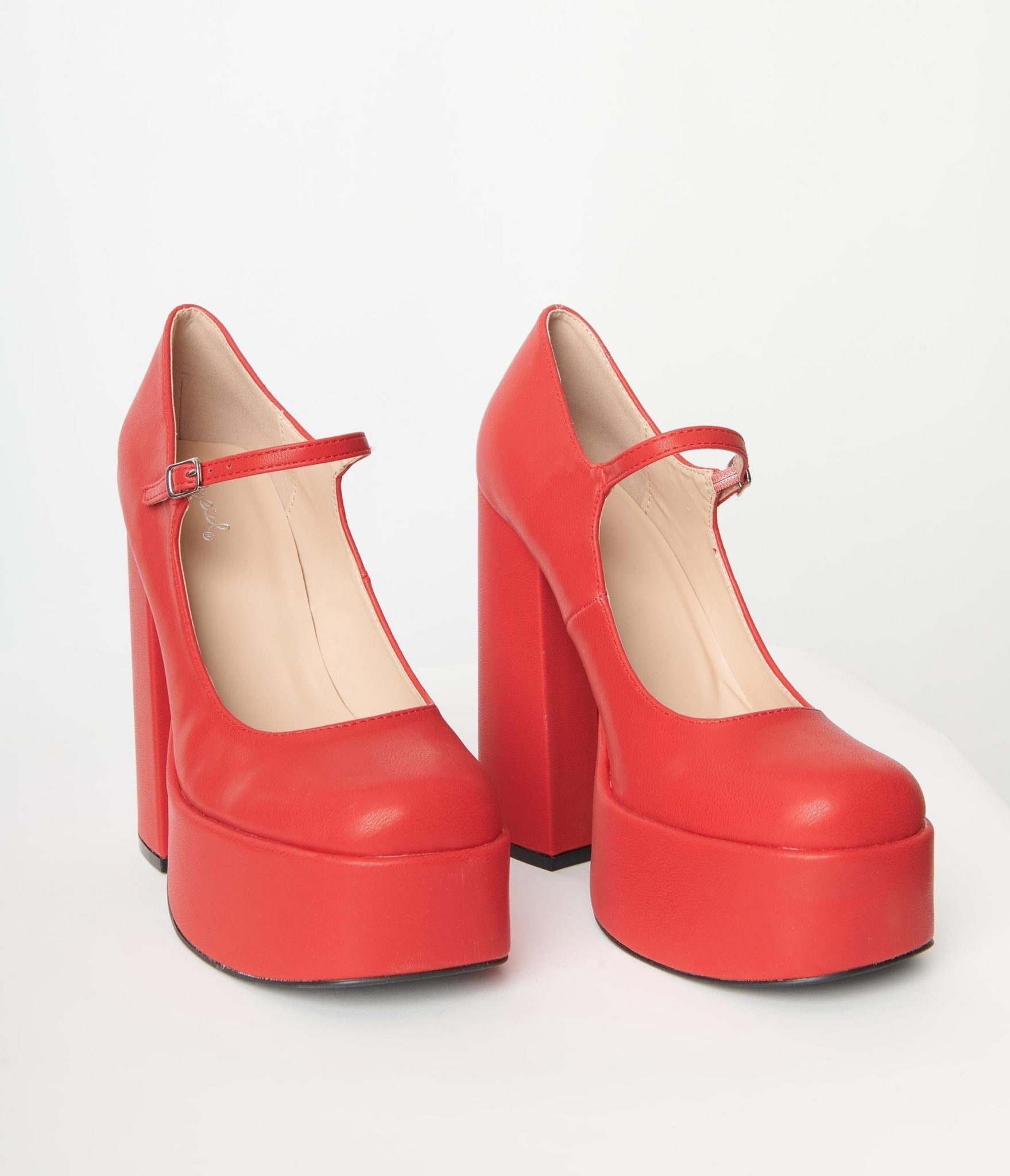 

1970S Red Platform Mary Jane Heels