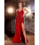 Slit Sequined Beaded Illusion Fitted Sleeveless Sheath Scoop Neck Sheath Dress/Evening Dress/Prom Dress
