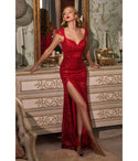 Floor Length Cap Sleeves Fitted Lace-Up Slit Sequined Tie Waist Waistline Sweetheart Prom Dress with a Brush/Sweep Train