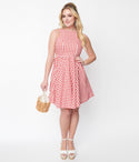 Swing-Skirt Checkered Gingham Print Sleeveless Back Zipper Dress