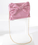 & White Striped Bow Handbag
