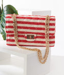 & White Striped Handbag