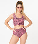 Retro Leopard Print Swim Bottom