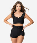Retro Style Rounded Buckle Pin up Swim Top