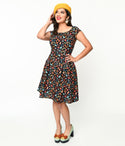 General Print Scoop Neck Fit-and-Flare Fitted Cap Sleeves Short Dress