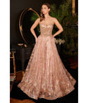 Tulle Sheer Glittering Corset Waistline Prom Dress