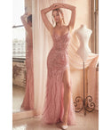 Sheath Fitted Slit Sequined Illusion Beaded Sleeveless Scoop Neck Sheath Dress/Evening Dress/Prom Dress