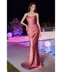 Satin Fitted Cowl Neck Bridesmaid Dress