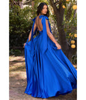 A-line Floor Length Empire Waistline Sweetheart Gathered Self Tie Banding Satin Bridesmaid Dress With a Bow(s)