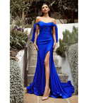 Jersey Mermaid Off the Shoulder Slit Ruched Prom Dress