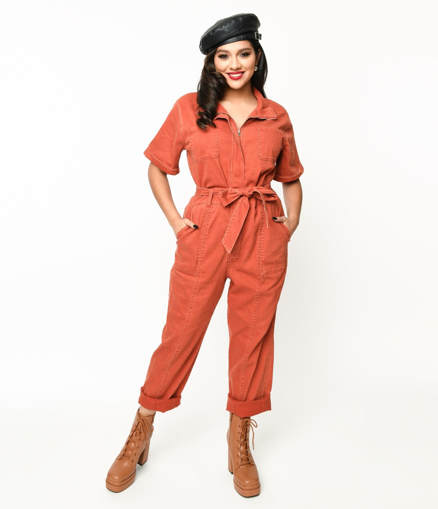 

Rust Denim Utility Jumpsuit