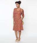 Swing-Skirt Polka Dots Print Crepe Dress