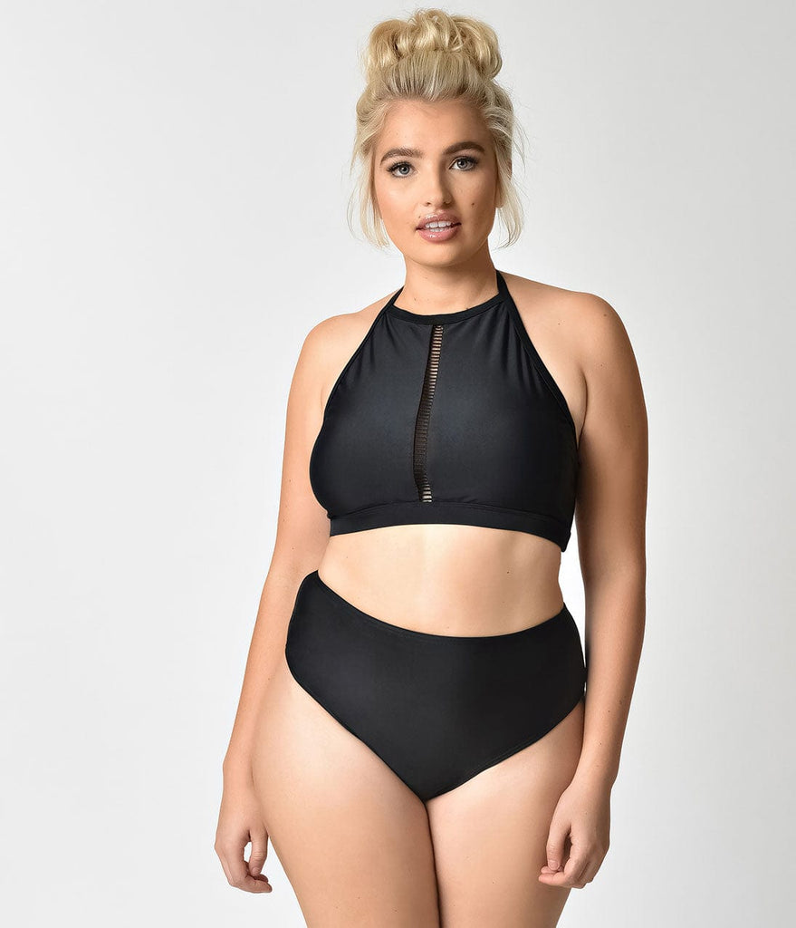 plus size black swim top