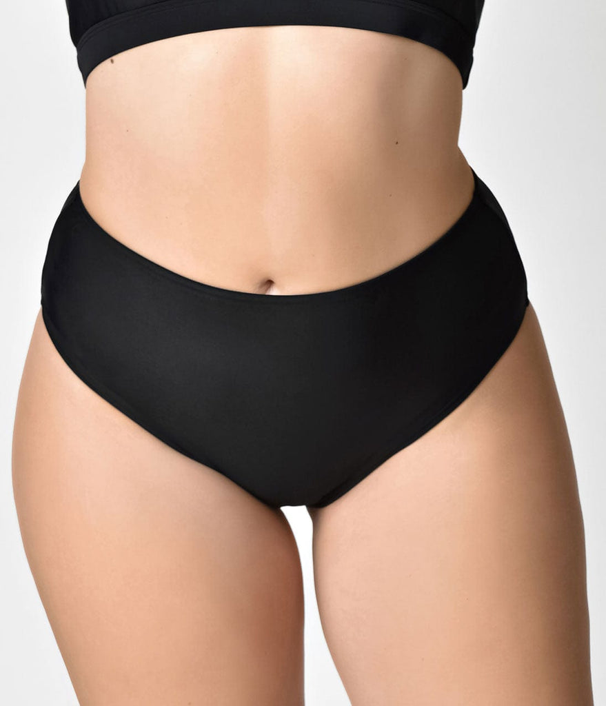 high leg black swim bottoms