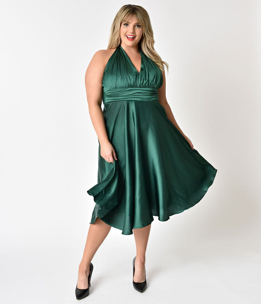 plus size green satin dress