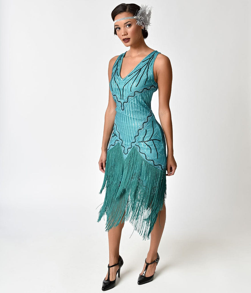 turquoise flapper dress