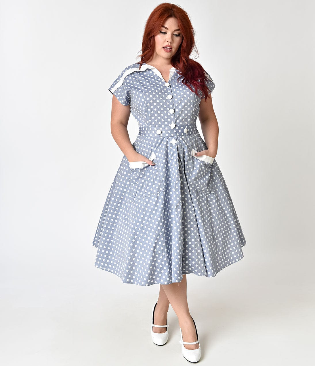 Plus Size Polka Dot Dresses Vintage 40s 50s 60s 70s Dresses