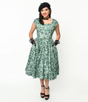 Floral Print Cap Sleeves Swing-Skirt Short Sweetheart Dress