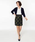 Sage & Navy Plaid Mini Skirt