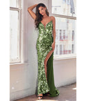 V-neck Sheath Sleeveless Spaghetti Strap Plunging Neck Sequined Fitted Sheath Dress/Evening Dress