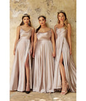 A-line Cowl Neck Satin Spaghetti Strap Prom Dress