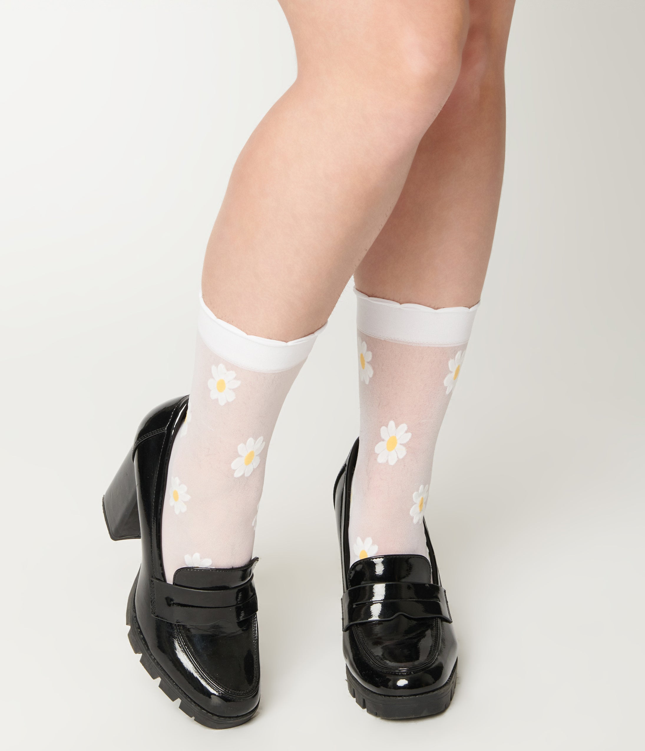 Sheer White Daisy Tights – Unique Vintage