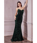 V-neck Strapless Open-Back Sheer Slit Lace-Up Sequined Sheath Sheath Dress/Bridesmaid Dress/Prom Dress