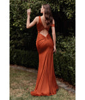 Satin Sheath Cutout Back Zipper Asymmetric Slit Sheath Dress/Bridesmaid Dress