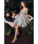 A-line Tulle Back Zipper Open-Back Beaded Glittering Scoop Neck Short Homecoming Dress