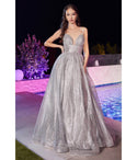 A-line Sweetheart Floor Length Sleeveless Spaghetti Strap Glittering Illusion Lace-Up Ball Gown Dress with a Brush/Sweep Train