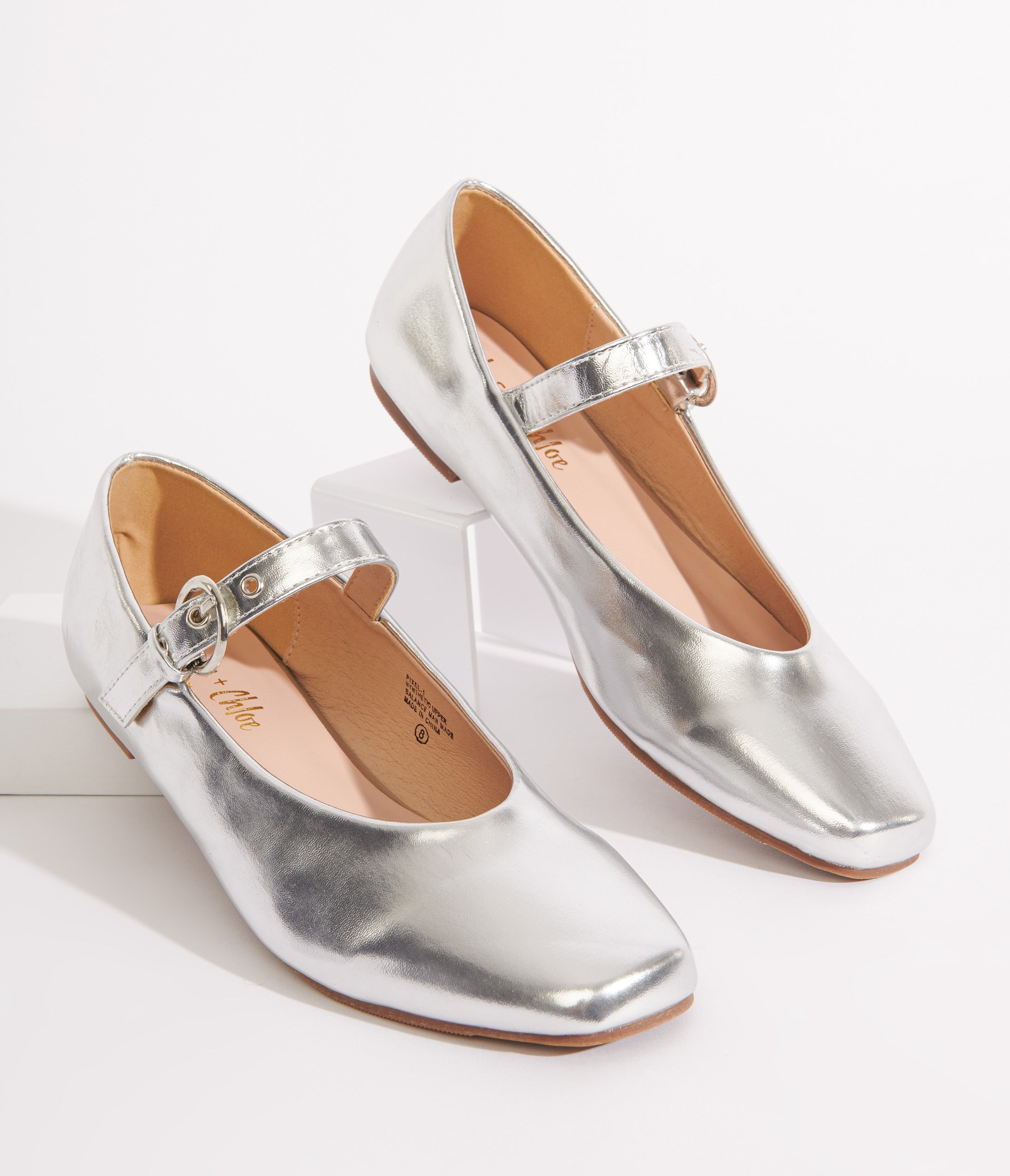 

Silver Leatherette Mary Jane Flats