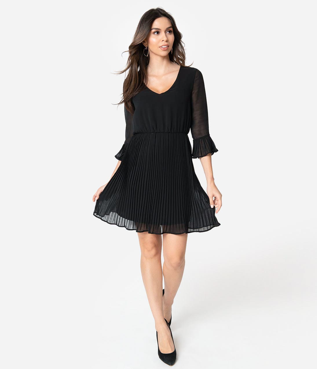 

Smak Parlour Black Chiffon Sleeved Lead Like A Girl Fit & Flare Dress