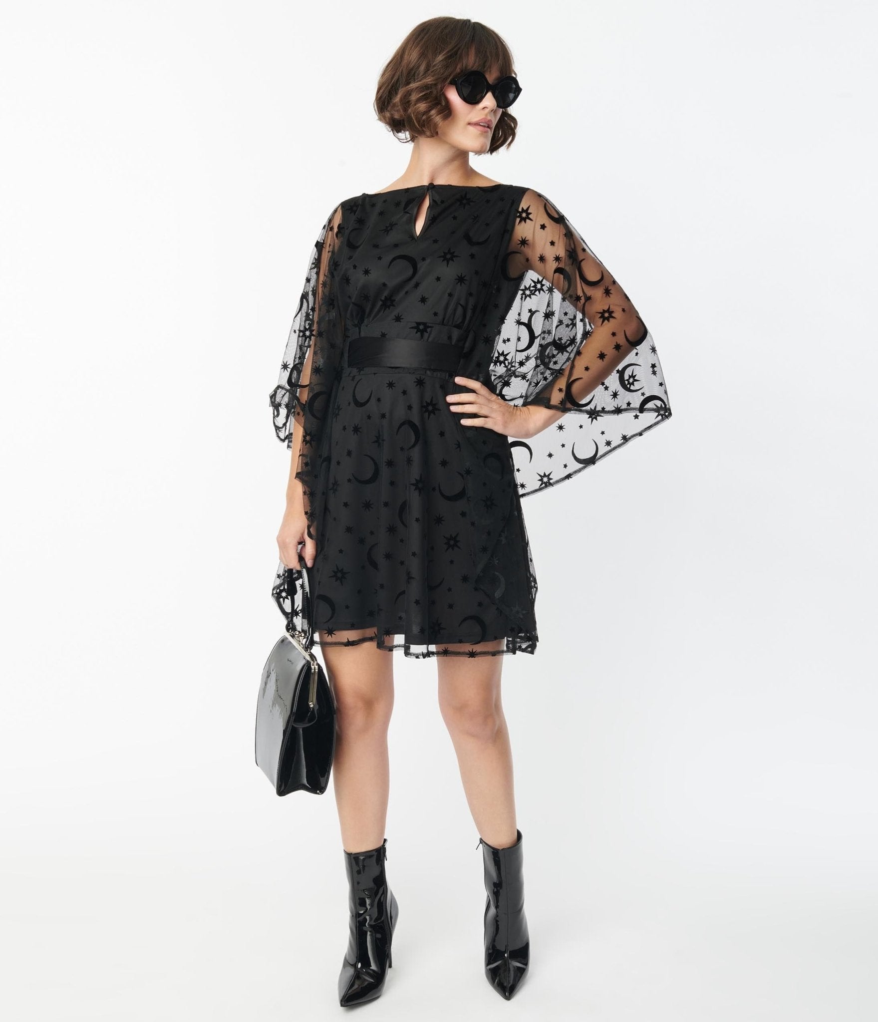 

Smak Parlour Black Mesh Moon & Stars Social Climber Caftan