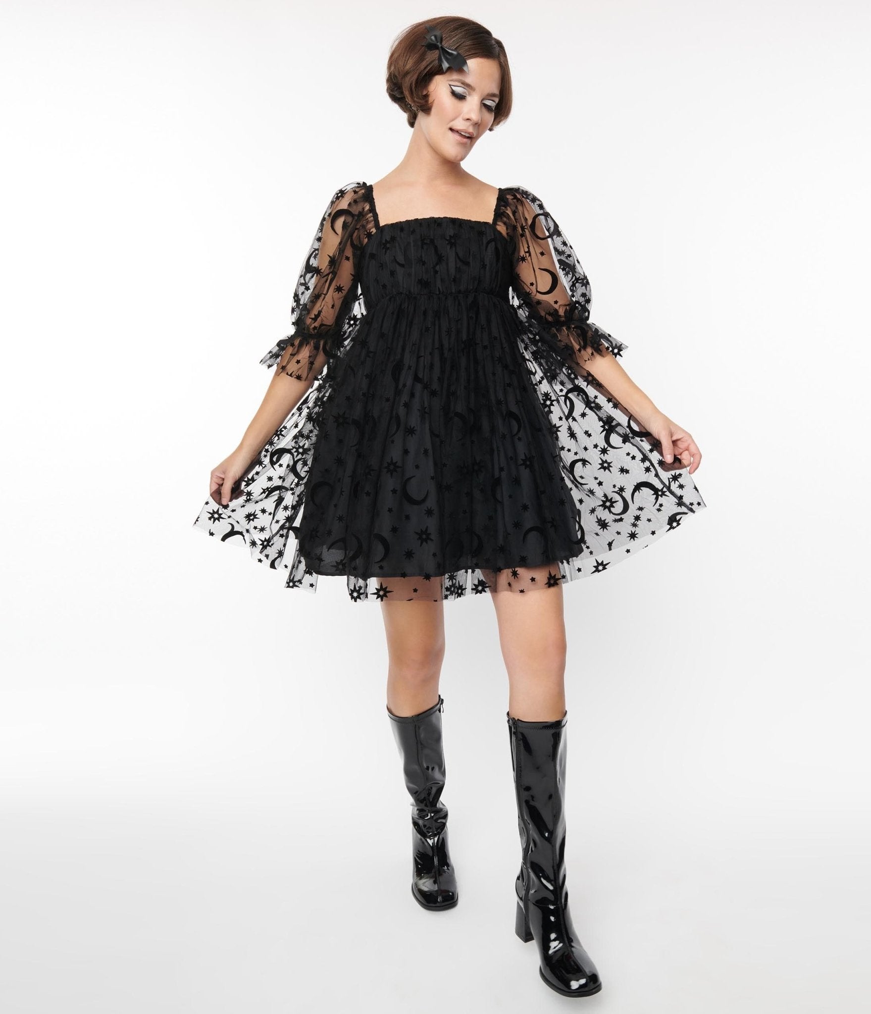 

Smak Parlour Black Moon & Stars Love Interest Babydoll Dress