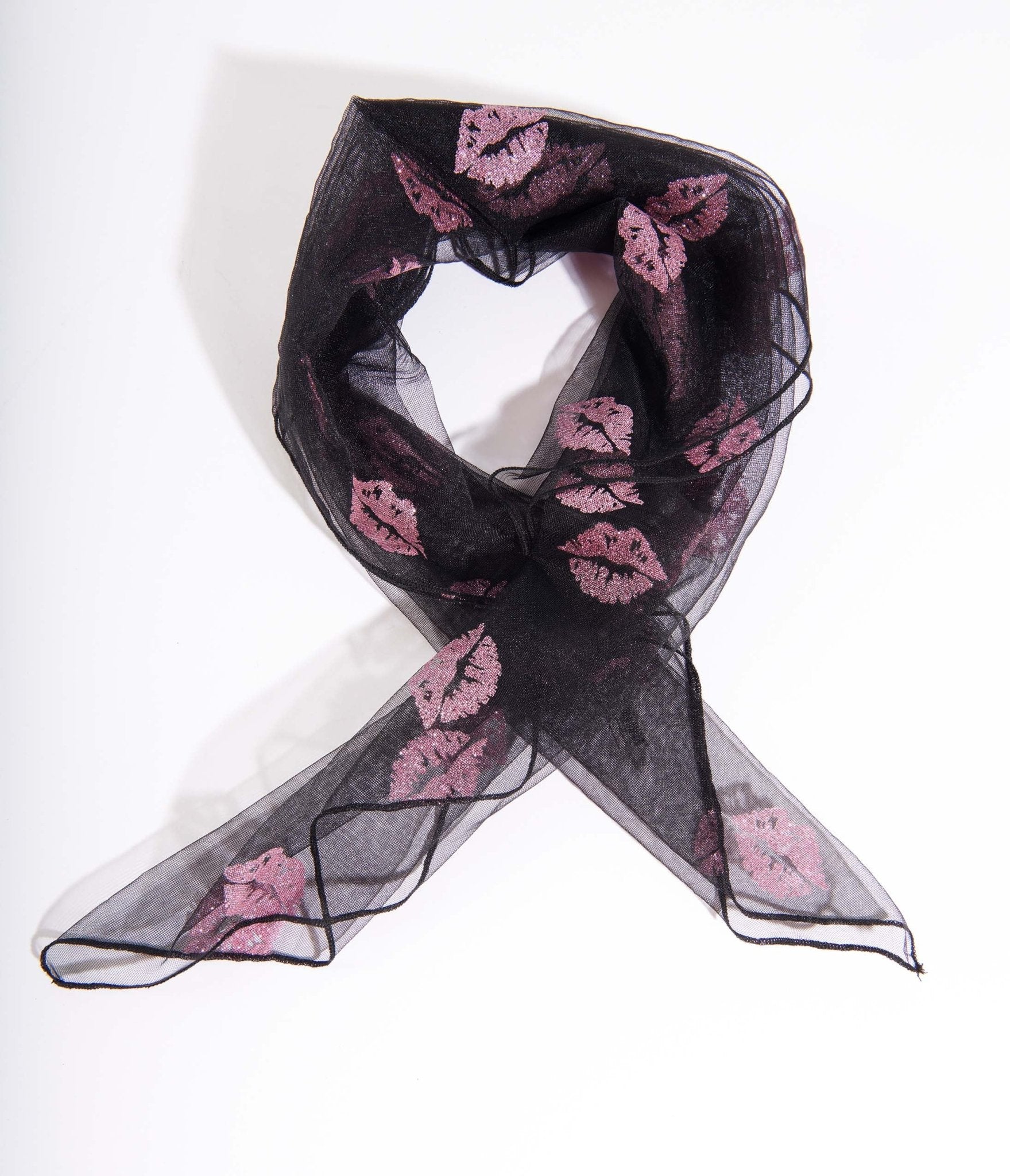 

Smak Parlour Black & Pink Glitter Lips Hair Scarf