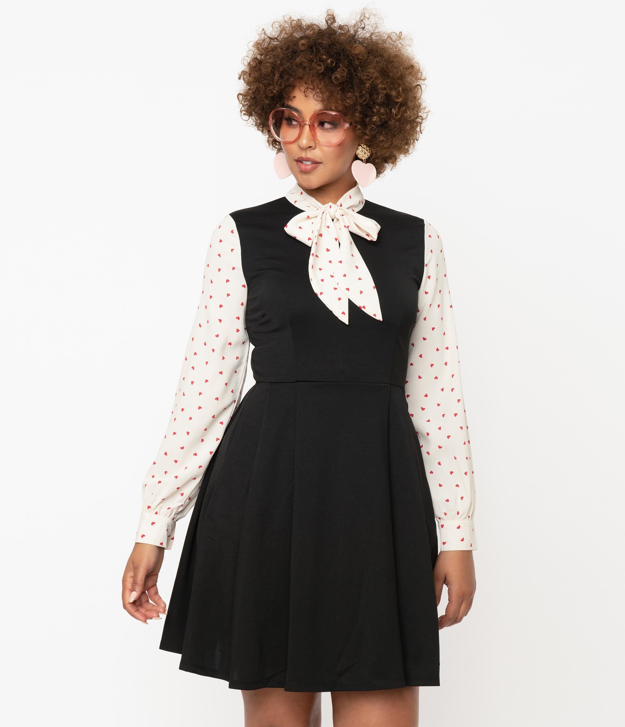 

Smak Parlour Black & Red Hearts She.e.o. Fit & Flare Dress