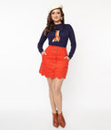 1970s Burnt Campus Mini Skirt