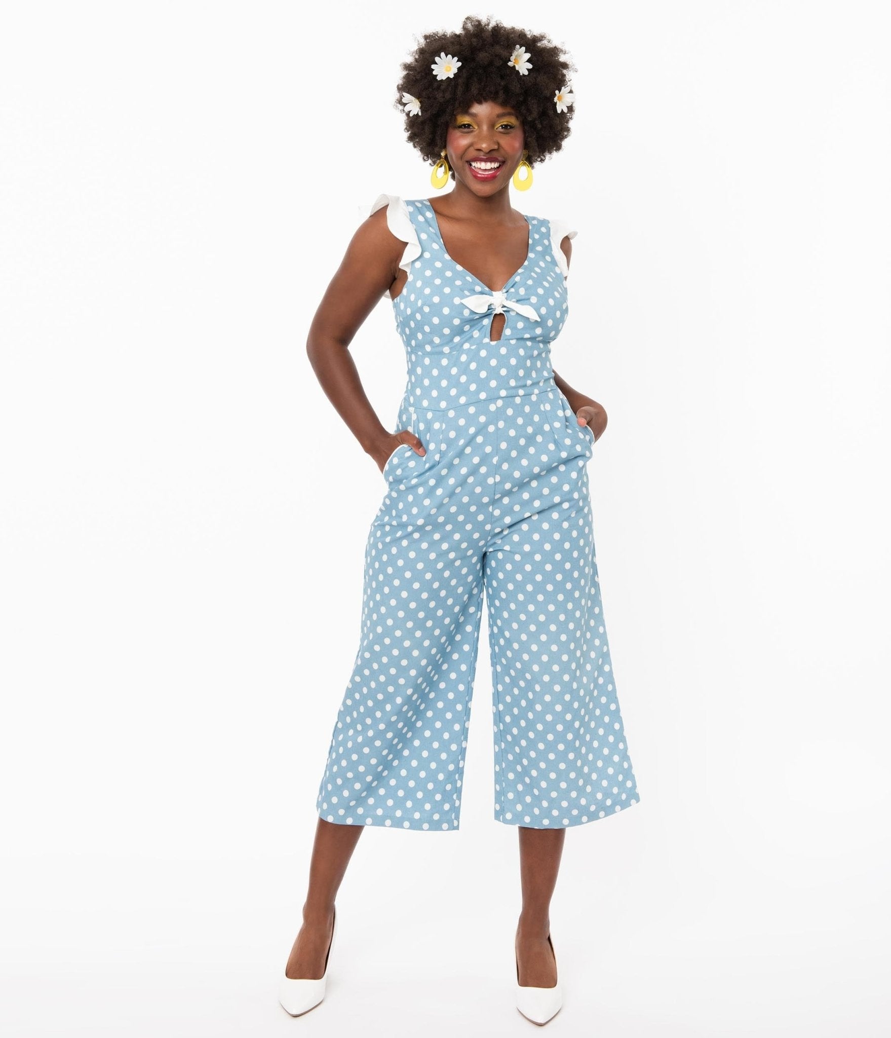 

Smak Parlour Chambray & White Polka Dot Glam Squad Jumpsuit