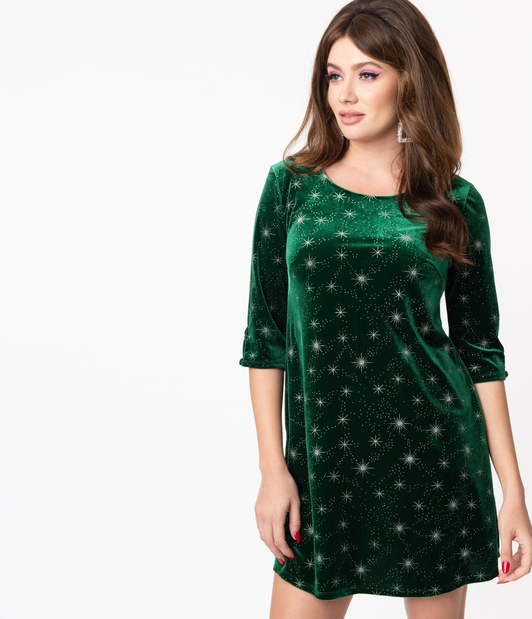 

Smak Parlour Emerald Velvet & Silver Starburst Cosmic Mini Dress